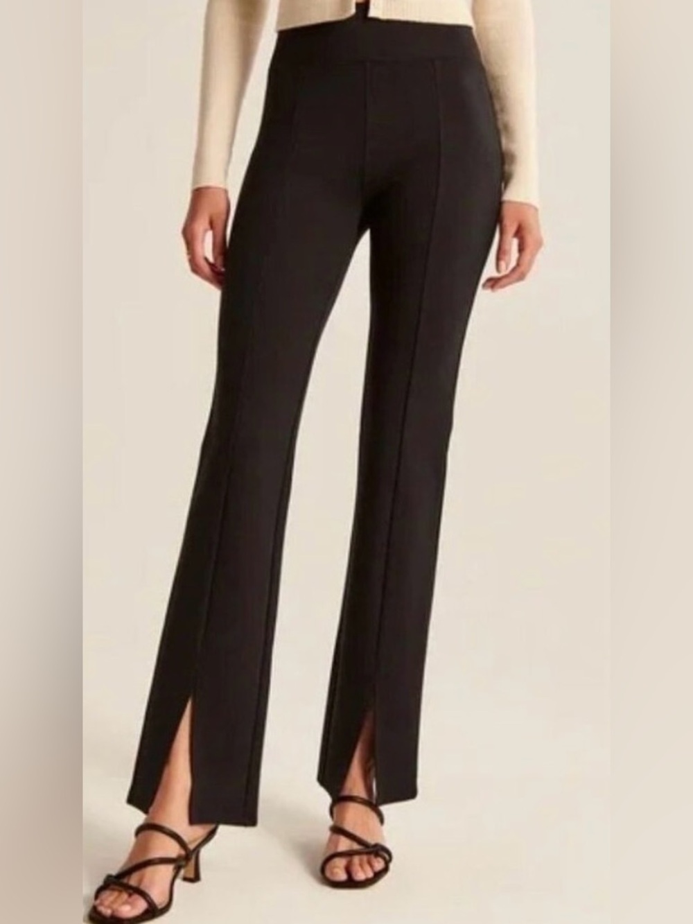 Abercrombie & Fitch Split Hem Black Boot Cut Flare Pant Black